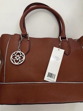 Mondani New York Cognac Satchel Handbag with Accent Charm